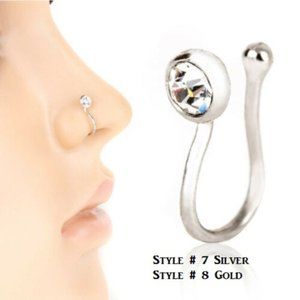 Nose Jewelry ~ W/ Crystals ~ Non Piercing ~ 7 - Designs